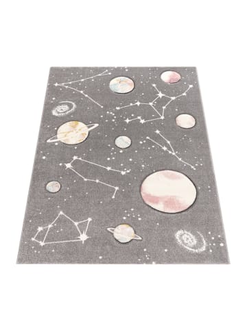 KADIMA DESIGN Kinderteppich Weltraum Kinderzimmer in Grau