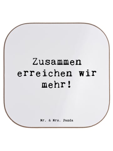 Mr. & Mrs. Panda Glas-Untersetzer Spruch Im Team zuMenschmenarbeite... in Weiß