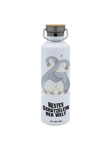 Mr. & Mrs. Panda Trinkflasche Pinguin Bestes Schätzelein der Wel... in Weiß
