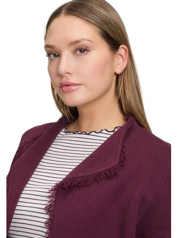 CARTOON Strick-Cardigan mit Fransen in Dark Aubergine