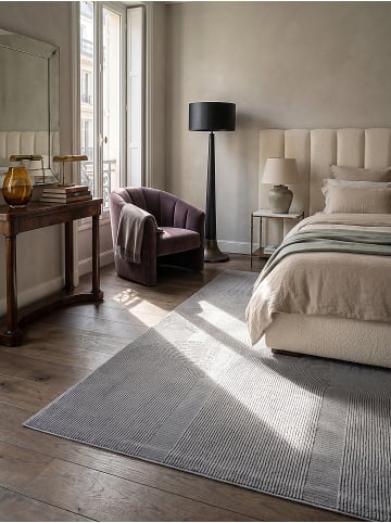 KADIMA DESIGN KASOS Teppich Kurzflor Grau 160x230 Geometrisch Polyester Waschbar in Grau