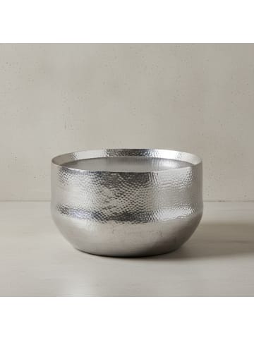 KADIMA DESIGN Couchtisch Aluminium Silber 60x60x35cm Wohnzimmertisch Hammerschlag in Silbern
