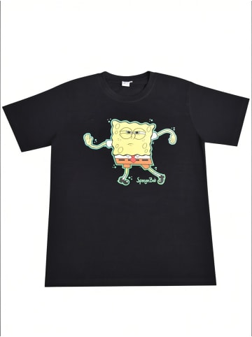 SpongeBob Spongebob Schwammkopf T-Shirt Dance Oberteil Shirt kurzärmlig in schwarz