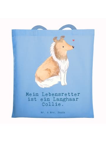 Mr. & Mrs. Panda Shopper Langhaar Collie Lebensretter mit Spruch in Sky Blue