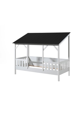 58 aufm Kessel HAUSBETT Kata 214x174x105 aus MDF+Massivholz in Weiß/Schwarz