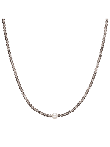 Valero Pearls Perlen-Kette Sterling Silber Rauchquarz Süßwasser-Zuchtperle in silber