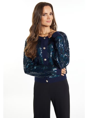 faina Damen Strickjacke Mit Pailletten in Marine