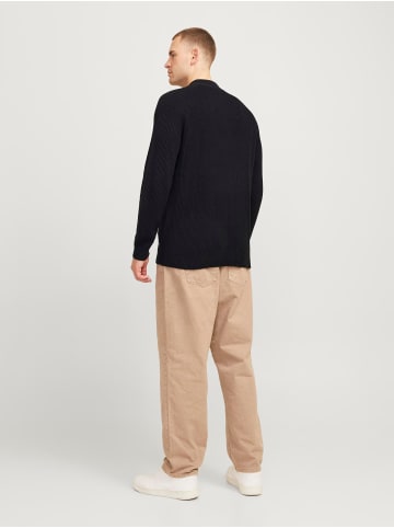 JACK & JONES PLUS Strickjacke mit Viertelreißverschluss in Black