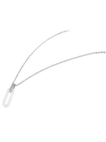 Adeliás Damen Halskette – Ankerkette aus Edelstahl mit Zirkonia 45 cm in silber