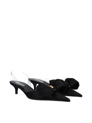 Versace Schwarz Satin Flach Sandalen
