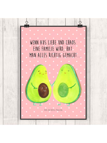 Mr. & Mrs. Panda Bild Avocado Pärchen mit Spruch in Rot Pastell