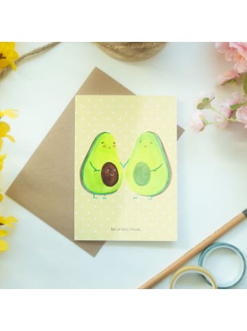 Mr. & Mrs. Panda Beileidskarte Avocado Pärchen ohne Spruch in Gelb Pastell