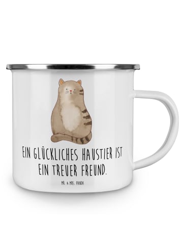 Mr. & Mrs. Panda Tasse Emaille Haustiere pflegen mit Spruch in Weiß
