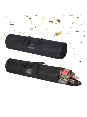 relaxdays 2 x Geschenkpapier Aufbewahrung in Schwarz - (H)79 x Ø 22 cm