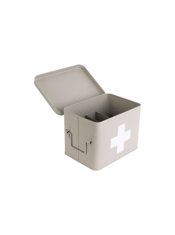Present Time Erste Hilfe Kasten aus Metall in Beige, (B) 15,5 x (H) 16 x (L) 21,5 cm