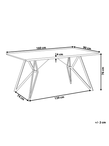 Beliani Esszimmertisch BUSCOT in Braun/Schwarz - (W) 90 x (H) 76 x (L) 160 cm