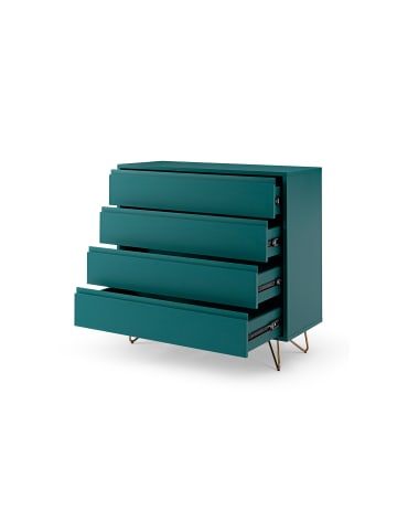 SalesFever Kommode breit 90 cm mit Stauraum - Metallbeine und MDF matt lackiert in Blau