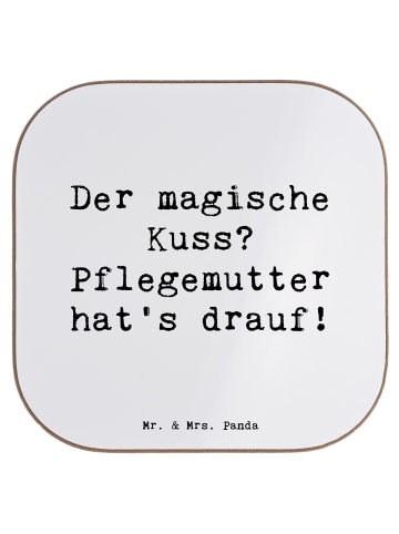 Mr. & Mrs. Panda Untersetzer Pflegemutter Kuss mit Spruch in Weiß