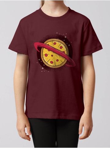 wat? Apparel T-Shirt Pizza Planet in Weinrot