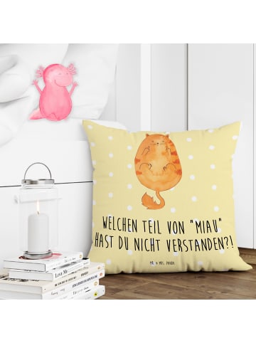 Mr. & Mrs. Panda Kuschelkissen 40x40 Katze Mittelfinger mit Spruch in Gelb Pastell