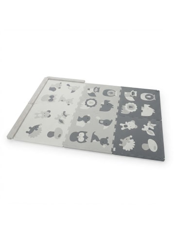 relaxdays 18tlg. Puzzlematte "Tiere" in Weiß/ Grau