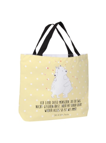 Mr. & Mrs. Panda Schultertasche Eisbär Umarmen mit Spruch in Gelb Pastell