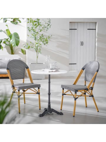 home24 Gartenstuhl Likki 2er-Set in Schwarz / Weiß