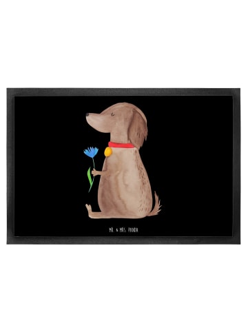 Mr. & Mrs. Panda Eingangsmatte Hund Blume ohne Spruch in Schwarz
