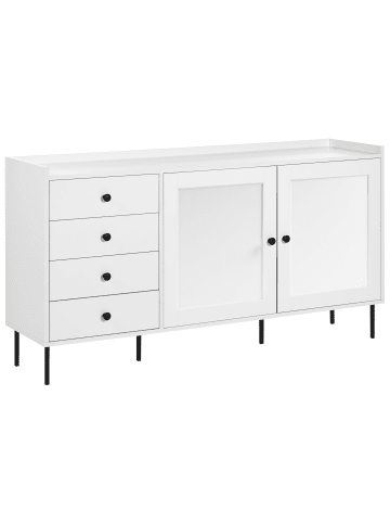 Beliani Sideboard ALCOVE in Weiß/Schwarz - (W) 150 x (H) 80 x (L) 40 cm