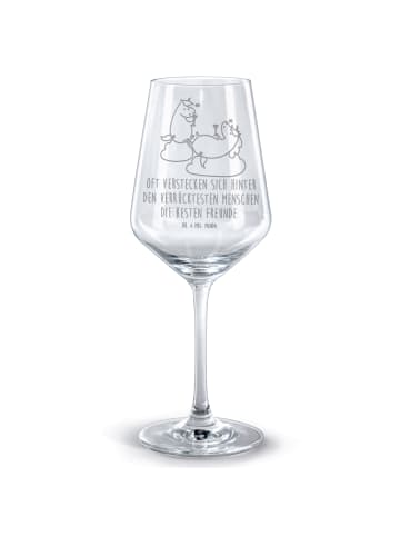 Mr. & Mrs. Panda Weinglas Einhorn Sekt mit Spruch in Transparent