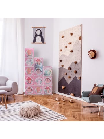 relaxdays Kinder-Steckregal in Rosa - (B)110 x (H)145 x (T)37 cm