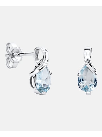 Diamant L'éternel Ohrstecker aus 375 Weißgold mit Aquamarin