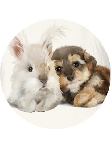 JACK 2 tlg. Flanell Bettwäsche 135x200cm Kuschel Helfer in Weiß/ Braun