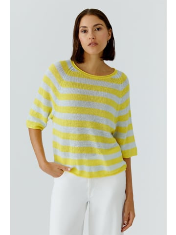 Oui Leinen Pullover in yellow green