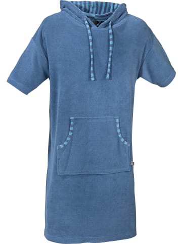 Erwin Müller Leichtfrottier Unisex-Poncho mit Kapuze in blau