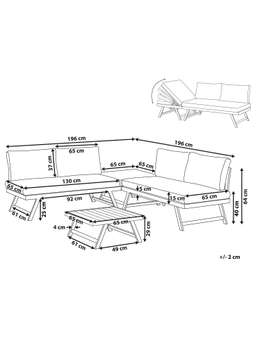 Beliani 2-tlg Sitzgruppe COCCORINO in Grau/Weiß