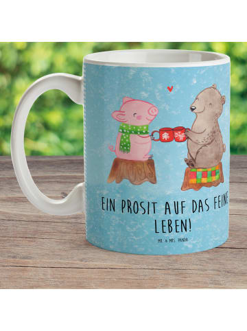 Mr. & Mrs. Panda Plastikbecher Glühschwein Sause mit Spruch in Eisblau
