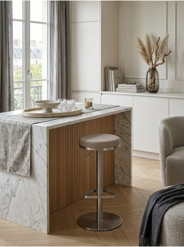 KADIMA DESIGN Barhocker ELBE | Höhenverstellbar, Gepolstert, Triangel-Fuß, 110kg in Beige