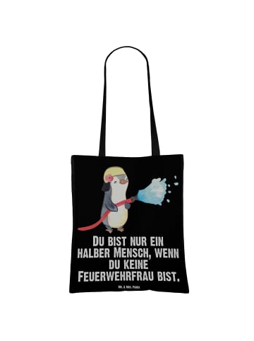 Mr. & Mrs. Panda Beutel Feuerwehrfrau Herz mit Spruch in Schwarz