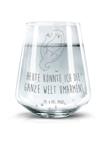 Mr. & Mrs. Panda Trinkglas Otter Umarmen mit Spruch in Transparent