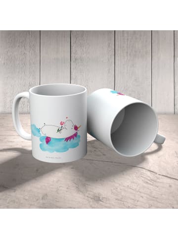 Mr. & Mrs. Panda Plastikbecher Einhorn Verliebt ohne Spruch in Weiß