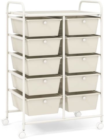 COSTWAY Rollcontainer mit 10 Schubladen in Beige