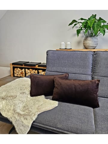 JACK 2er Set Teddy Flausch Kissenhülle Kissenbezug in Braun