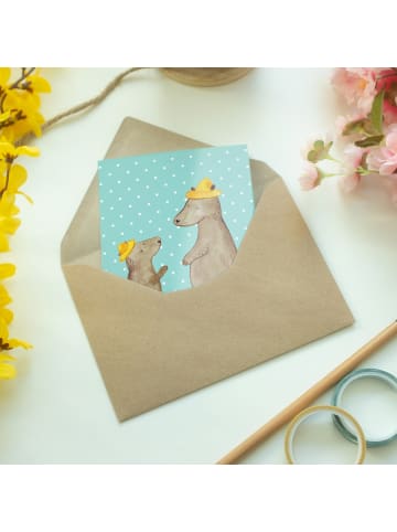 Mr. & Mrs. Panda babykarte Bären mit Hut ohne Spruch in Türkis Pastell