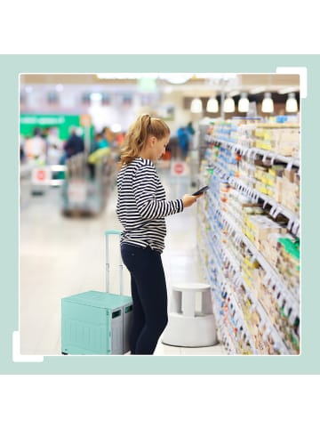 relaxdays Einkaufstrolley in Türkis/ Grau