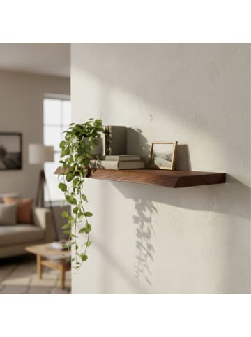 relaxdays Wandregal "Baumkante" in Dunkelbraun - (B)60 x (H)3 x (T)22 cm