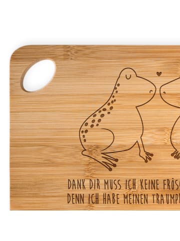 Mr. & Mrs. Panda Bambus - Schneidebrett Frosch Liebe mit Spruch in Braun