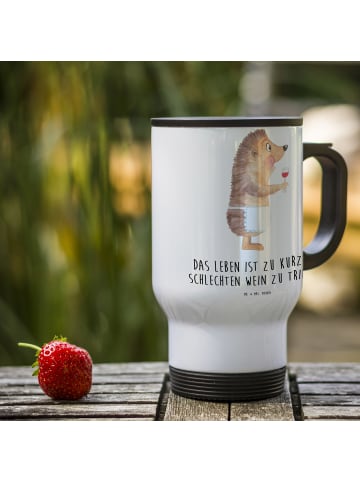 Mr. & Mrs. Panda Thermo-Kaffeebecher Igel Wein mit Spruch in Weiß