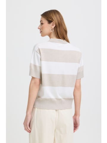 ICHI Strickpullover kurzarm IHLULS Loose fit in WIDE OATMEAL WHITE STRIPE