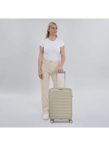 Franky London 4 Rollen Kabinentrolley S 55 cm mit Dehnfalte in beige